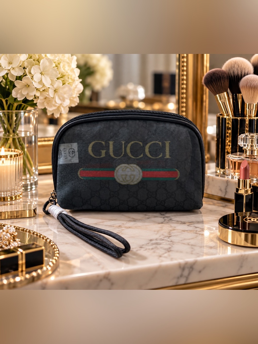 New GG Makeup Cosmetic Pouch – Black